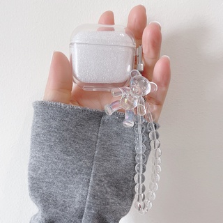 ins cute bear Wristband Cover For AirPod PRO 4 / PRO 4 mini TWS Case Soft Clear with Key chain Earphone Cover AirPods mini 4 Hearphone Case