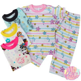KIDS Toddler Girl Sleepwear Pantulog Cotton T-shirt Tees Pajama Set Terno Matchy Twinning Printed PJ