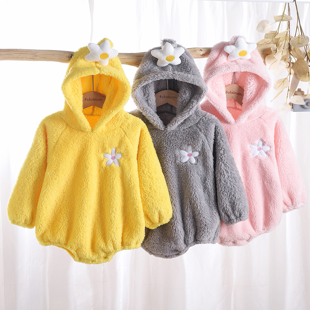 【 Flower Baby Clothes 】 Male Female Flannel Long-Sleeved Romper Children's Autumn Winter War