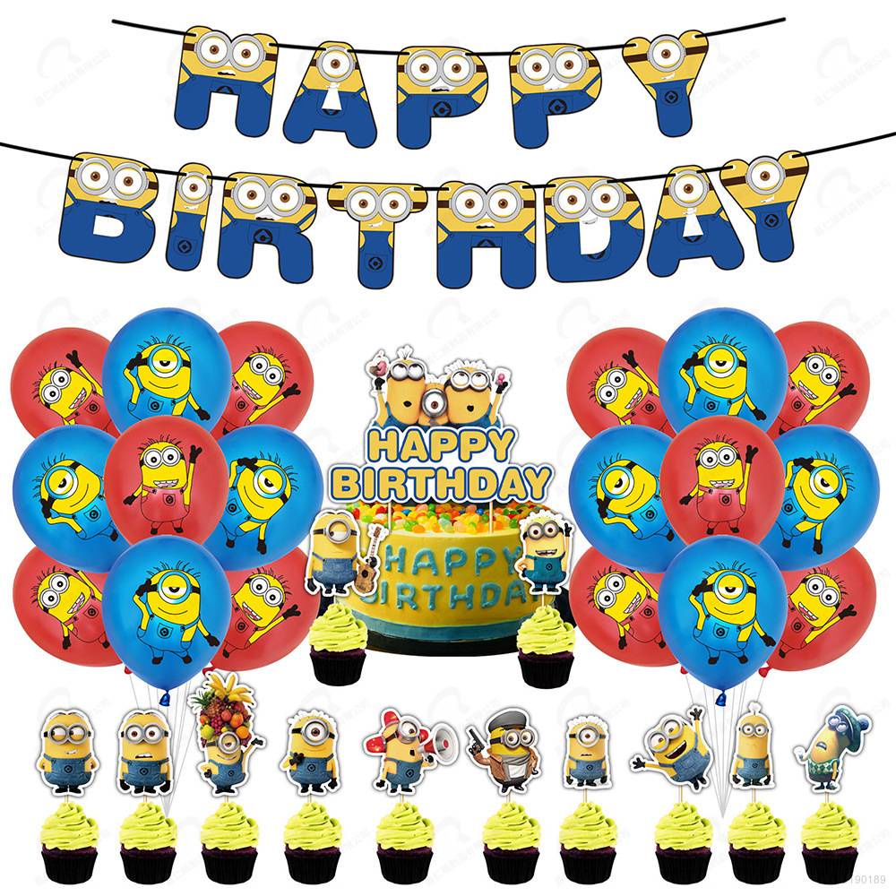 Minions Theme Party Decoration Set Cartoon Cute Kids Baby Birthday ...