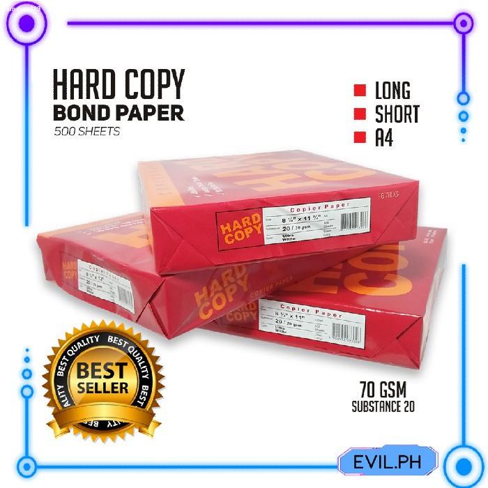 70GSM HARD COPY BOND PAPER Substance 2024 (500 sheets per ream) Short