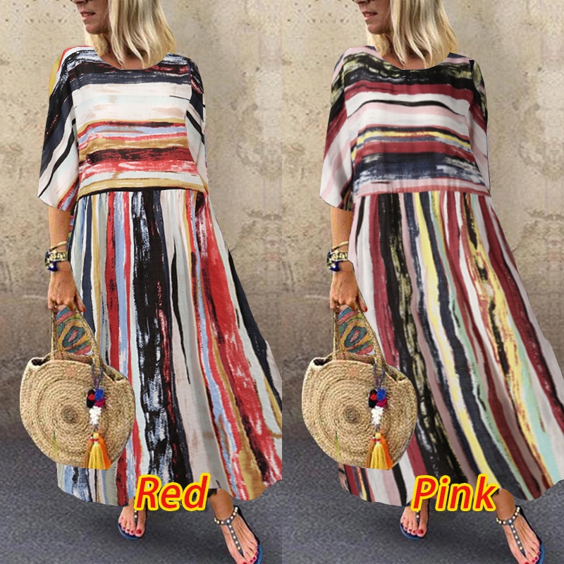 multicolor striped maxi dress
