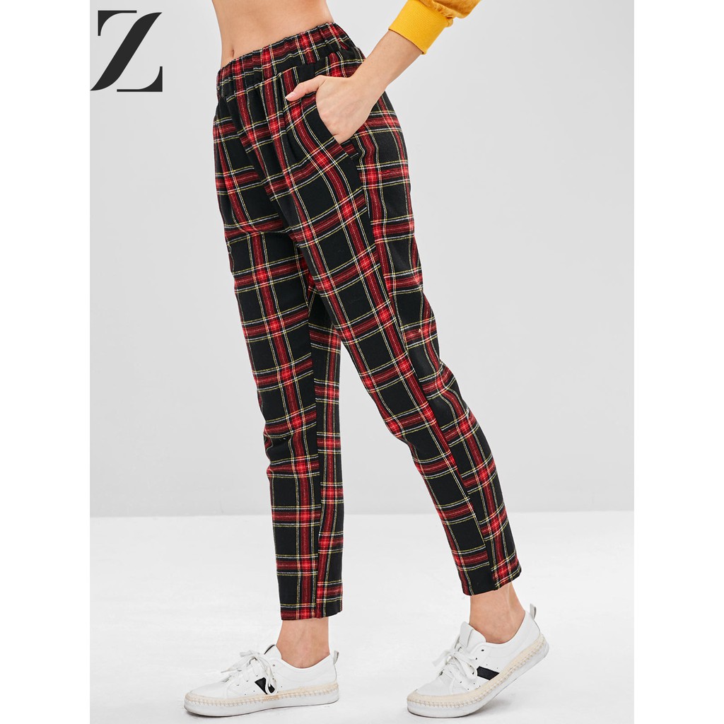 high waisted checkered pants