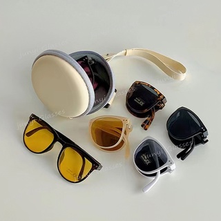 New Style Folding Sunglasses For Men Women Foldable Sunglasses With Glasses Case Fashion Travel Glasses