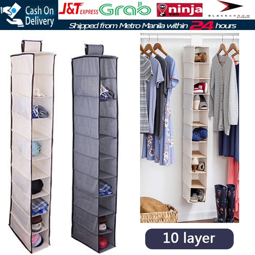 Ten Layers Hanging Bag Closet Organizer Folding Storage Wardrobe
