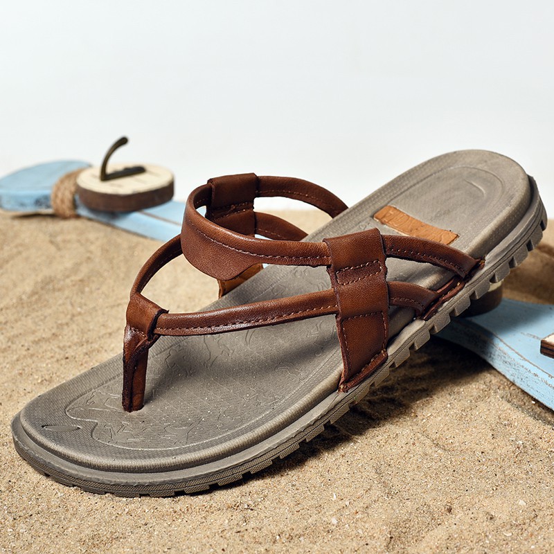 soft leather flip flops