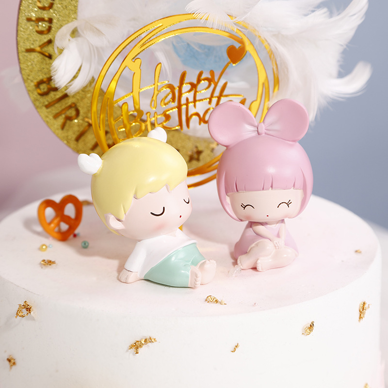 Tm 1 Pc Cute Cartoon Angel Little Prince Bow Little Princess Theme Birthday Cake Topper Resin Decoration Creative Personality Festival Children Birthday Cake Decoration Shopee Philippines