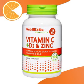 NutriBiotic Vitamin C + D3 & Zinc 100 Capsules