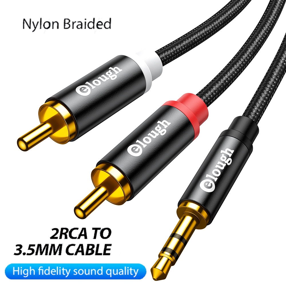 Aluminum Alloy 3.5mm to 2RCA Audio Cable 3.5mm Jack to 2RCA Male