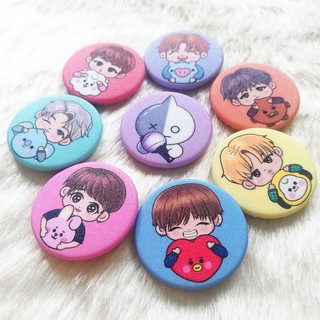 Chibi BTS x BT21 Fanart Glittered Button Pins (1.25 inch) | RM Jin Suga Jhope Jimin V Jungkook #3