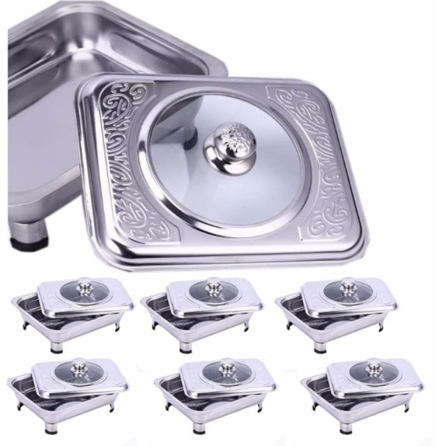 6PCS/Set Stainless Food Warmer (34×28×16cm) Shopee Philippines