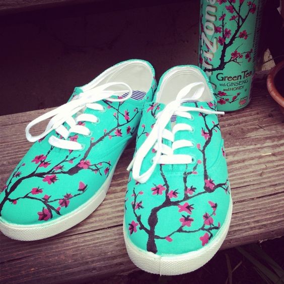 flower painted shoes