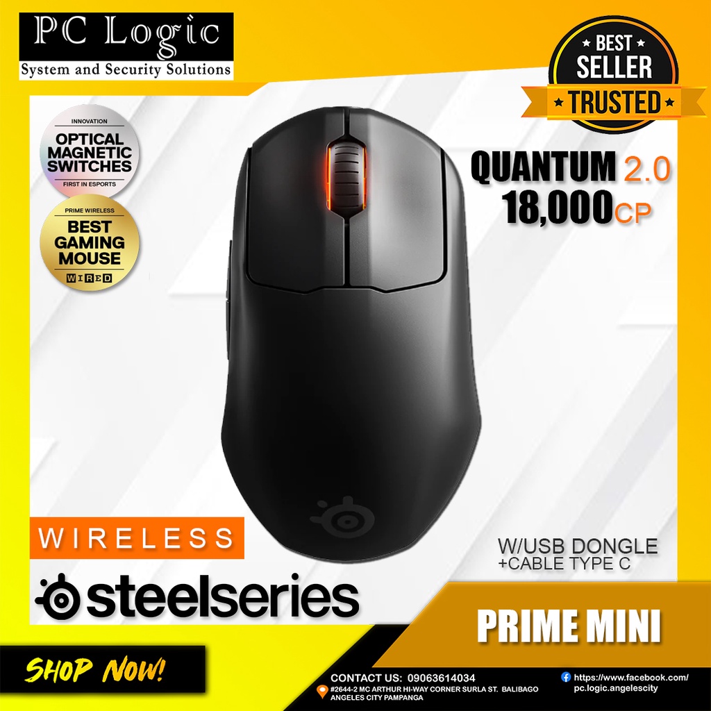 SteelSeries Prime Mini Wireless Optical Gaming Mouse w/USB Dongle ...