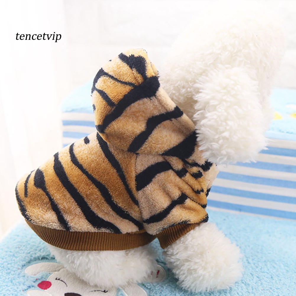 【Vip】Dog Puppy Hoodie Tiger Style Warm Flannel Dog Clothing Costume Winter Warm Coat #4