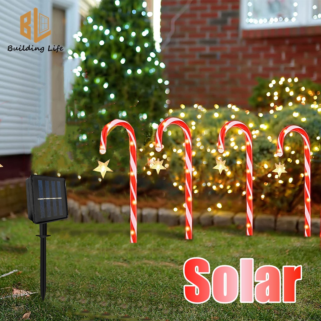 Solar Star Candy Cane Lights Christmas Lights Waterproof Outdoor