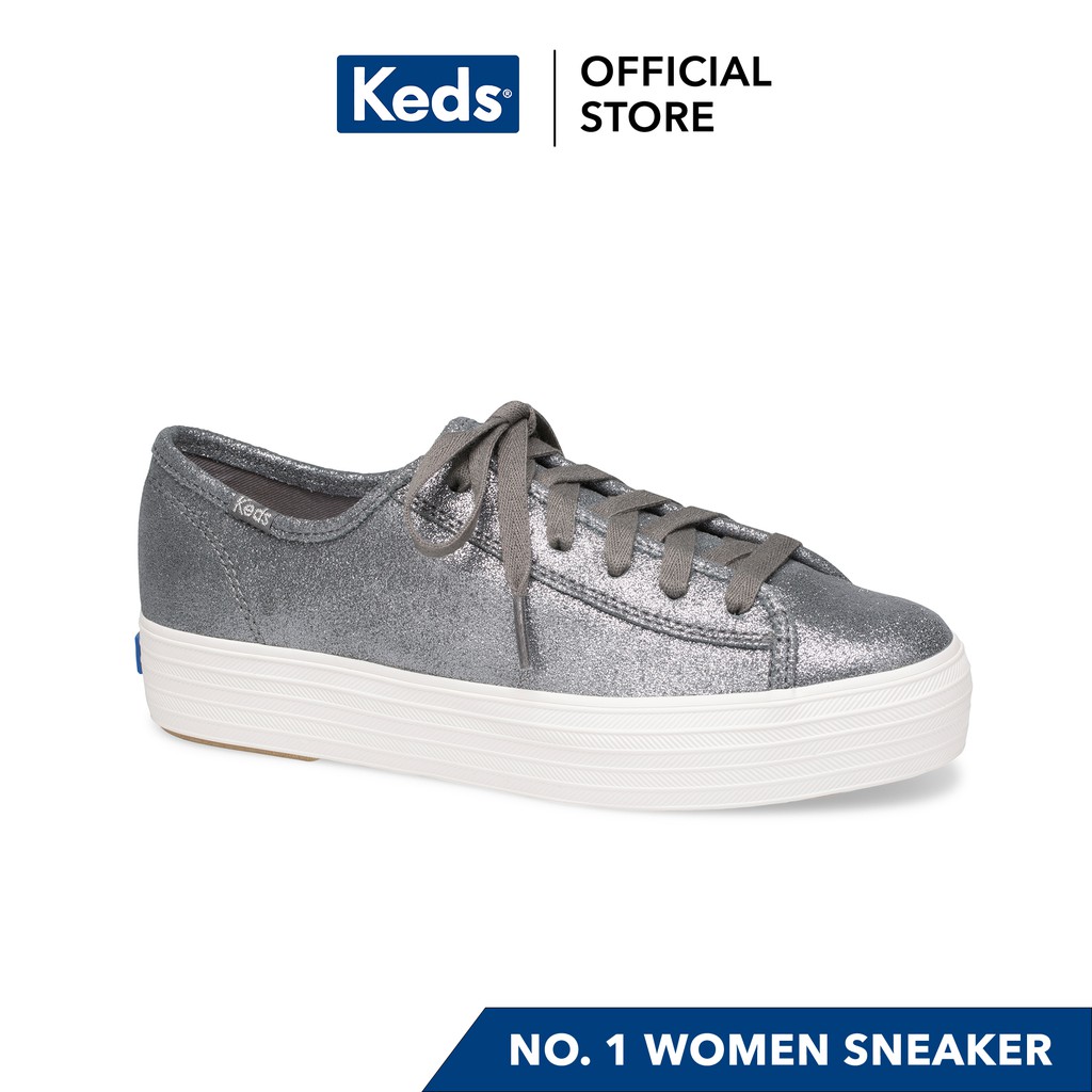 Keds Women's Triple Kick Glitter Leather Sneaker 