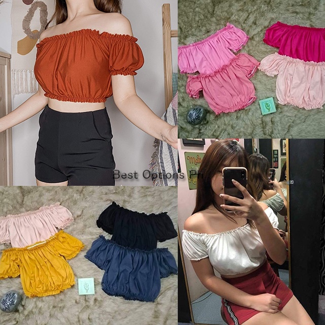 BOP Sexy Ruched #BLAIR Off shoulder Crop Top | Small to Medium | Shopee ...