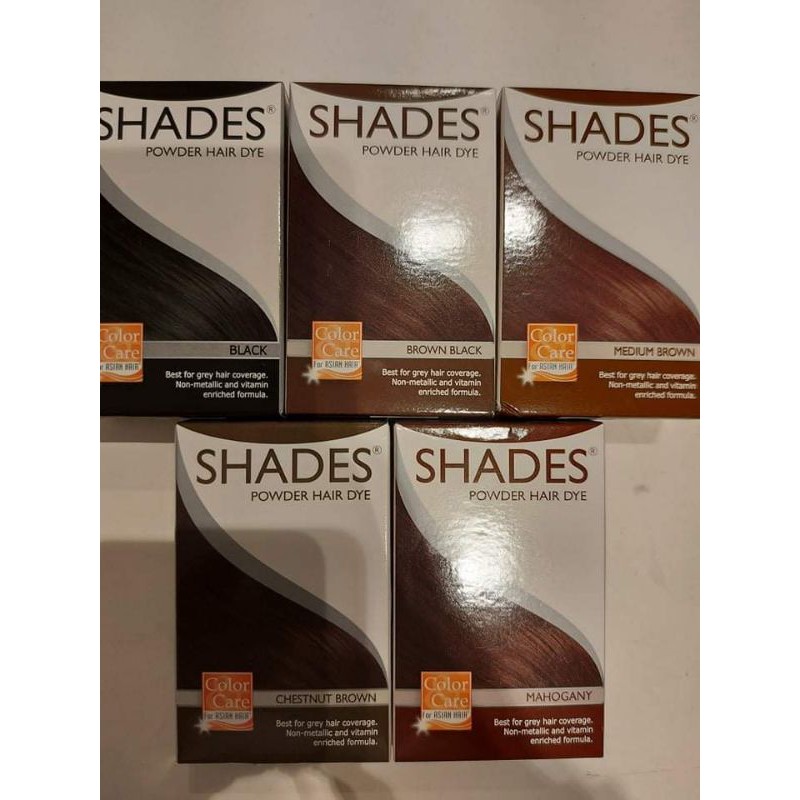 Shades powder Hair dye color Care for asian hair black/chestnut/brown  black/medium brown/mahogany | Shopee Philippines