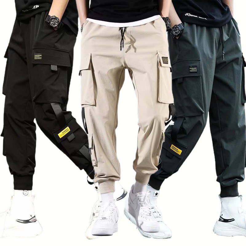 【S-5XL】Plus Size Loose Hip Hop Tight Leg jogger Harem Pants Casual Long cargo Pants Autumn Tactical pants for men