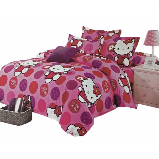6 In 1 Hello Kitty Bed Sheets By Queen Size Good Quality Curtain