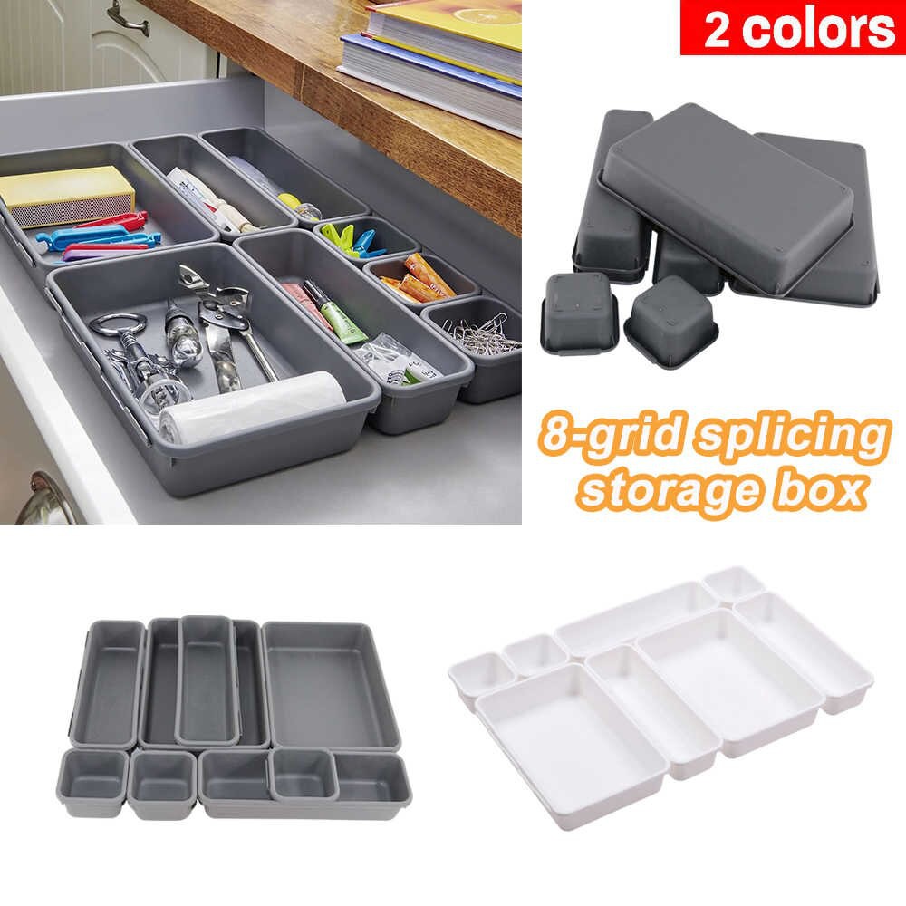 8pcs Desk Drawer Organizer Box Trays Dividers Shallow Drawer Organizer