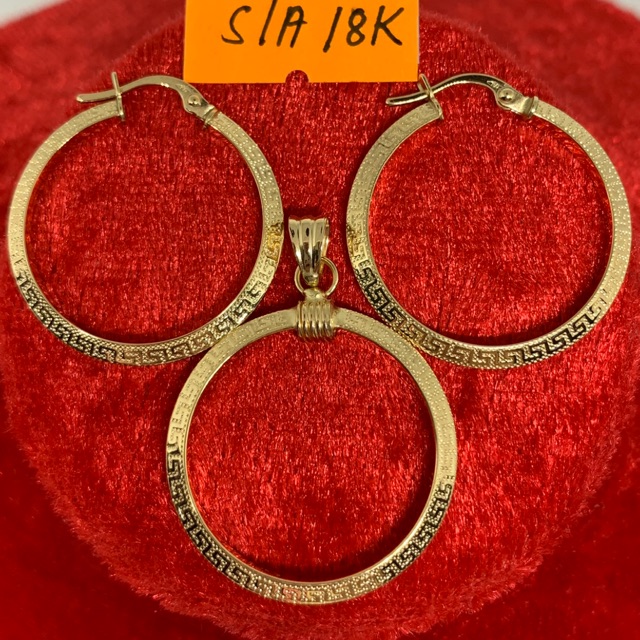 18k Saudi Gold Set Hoop Earrings And Pendant Only Fendi Design Shopee Philippines 18k saudi gold set hoop earrings and pendant only fendi design