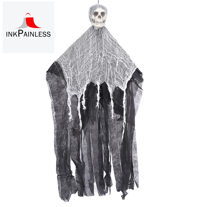 Hanging Decor Haunted House Terrible Human Skeleton Skull Halloween Props Ghost