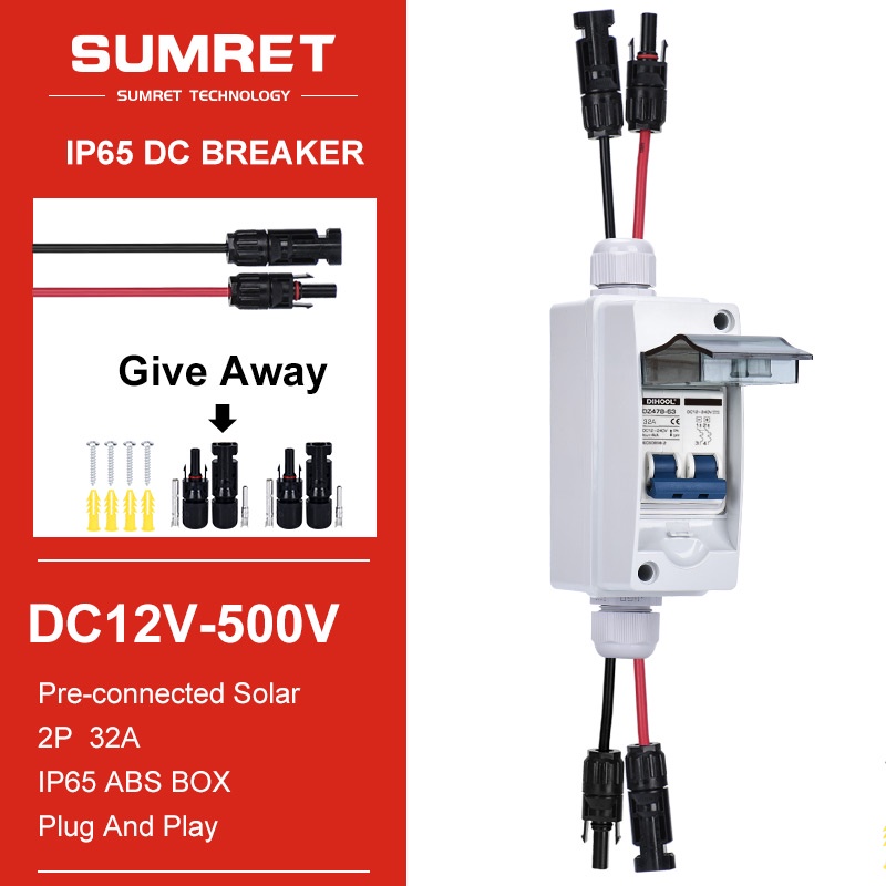 DC12V 24V 500V Circuit Breaker Disconnect Switch 2P 32A IP65