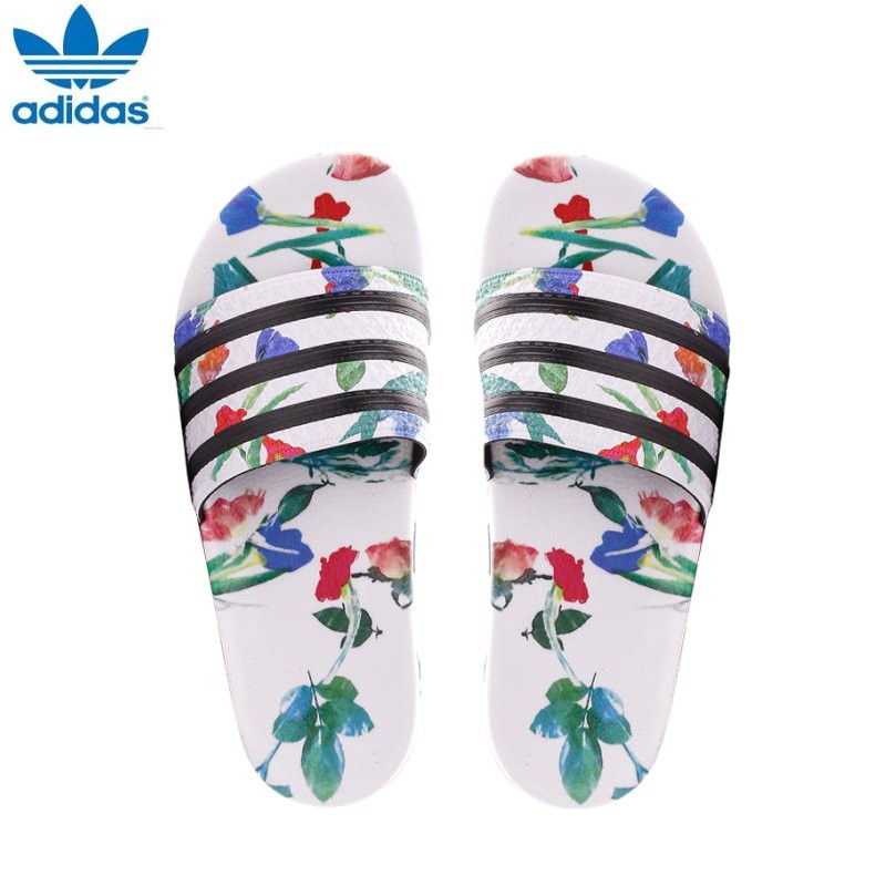 adidas floral flip flops