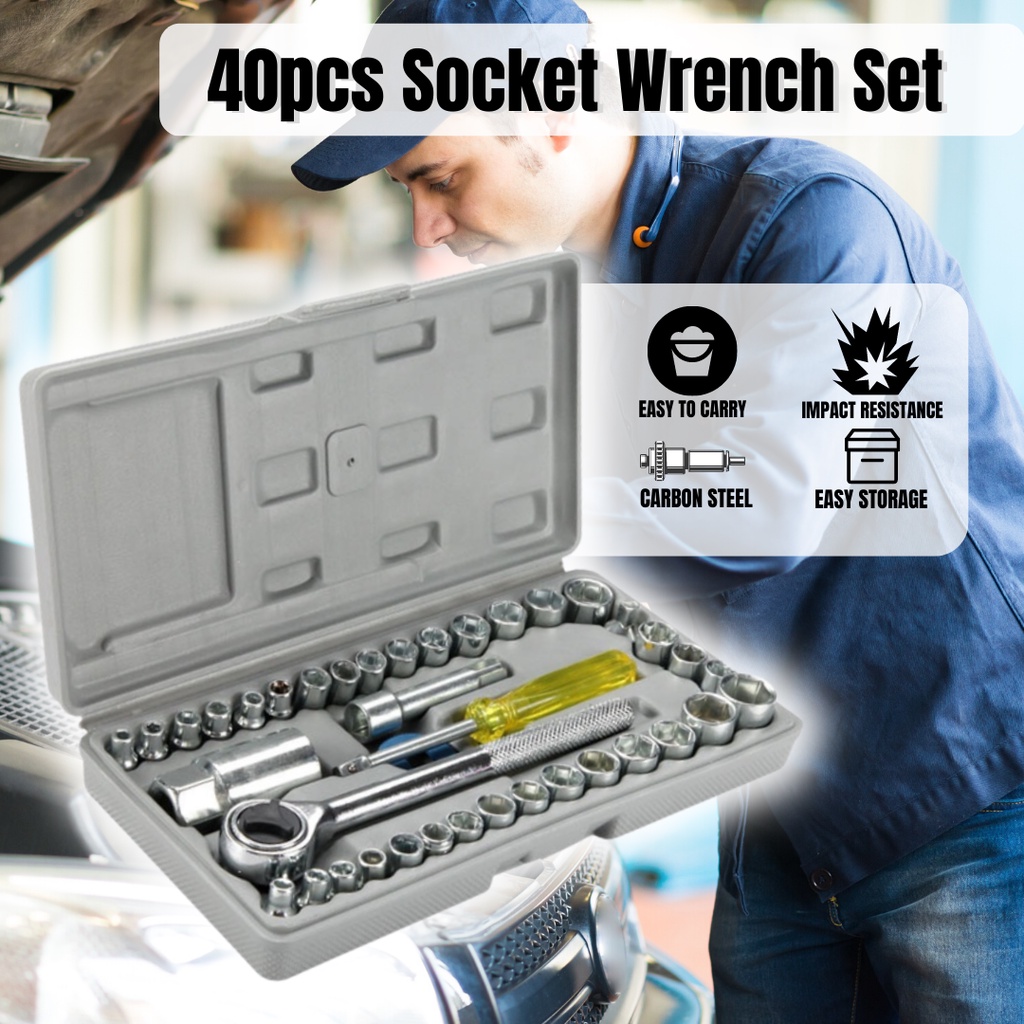 40 Pcs Combination Socket Wrench Set General Household Hand Tool Kit