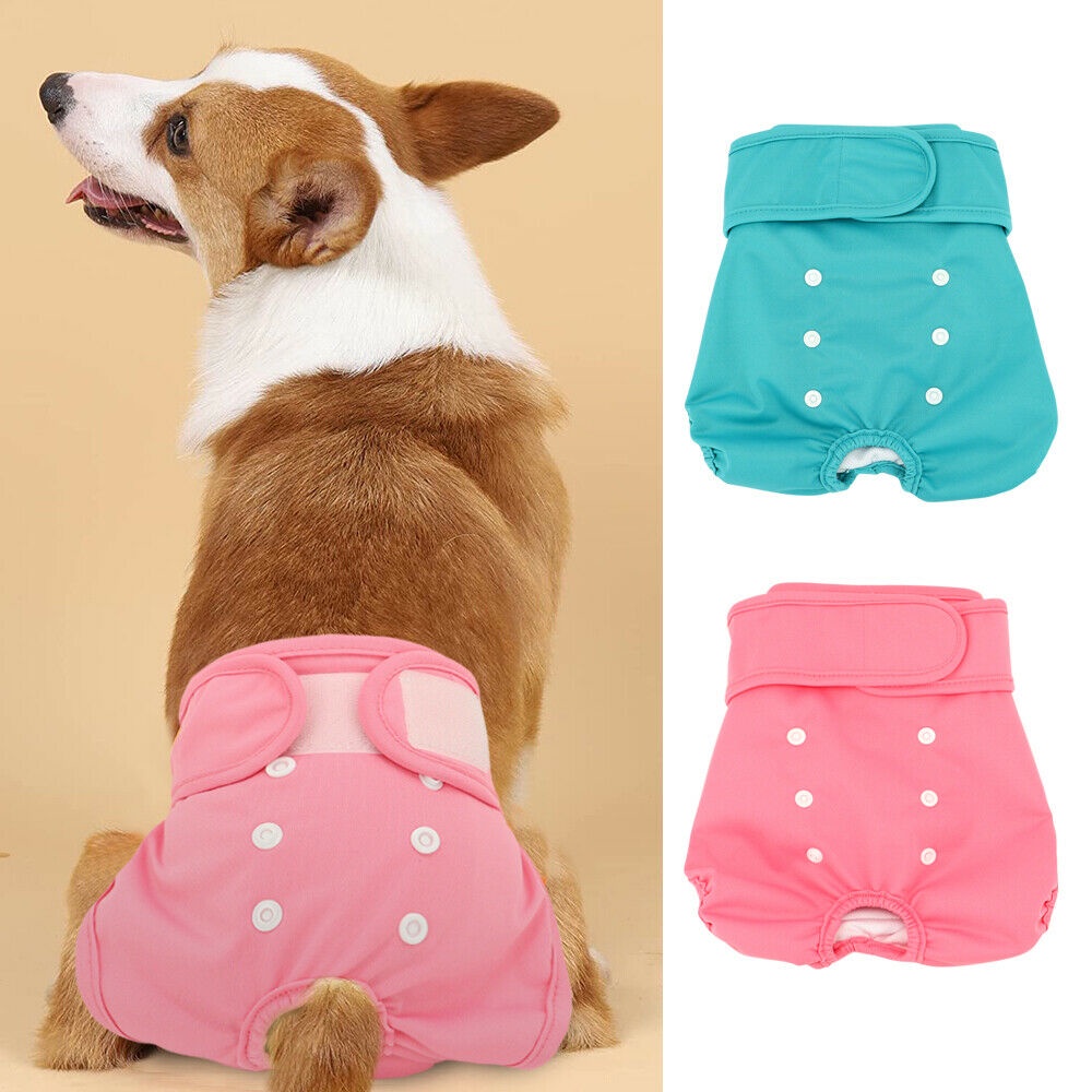 Fabric Dog Sanitary Diaper Female Pet Physiological Pants Reusable Pink ...