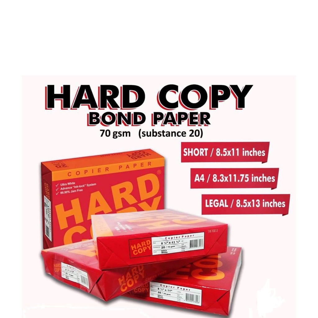 Hard Copy Bond Paper 70GSM ( SOLD per REAM ) Shopee Philippines