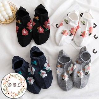 Korean Printed  Flower Ankle Socks Breathable Foot Colorful Cotton Socks（795）