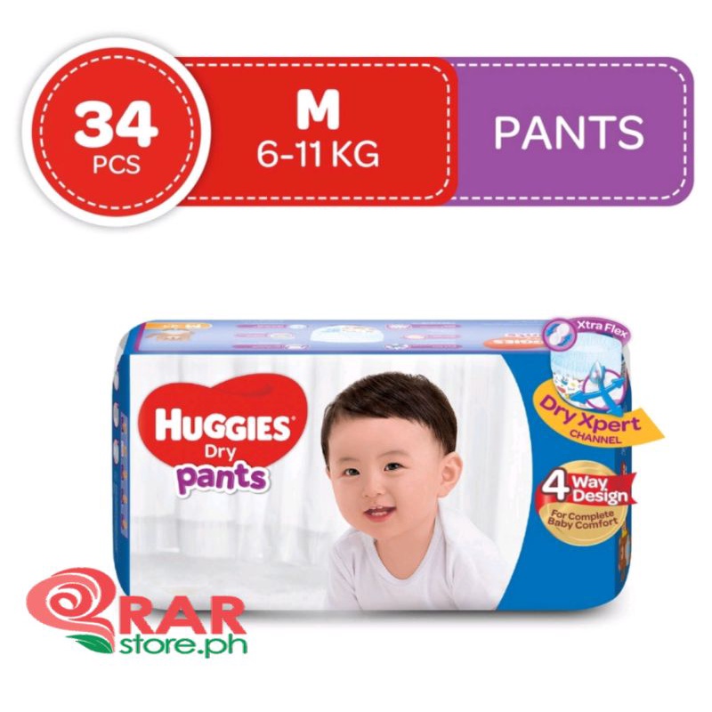 HUGGIES DIAPER PANTS DRY MEDIUM ECO 34 PCS Shopee Philippines