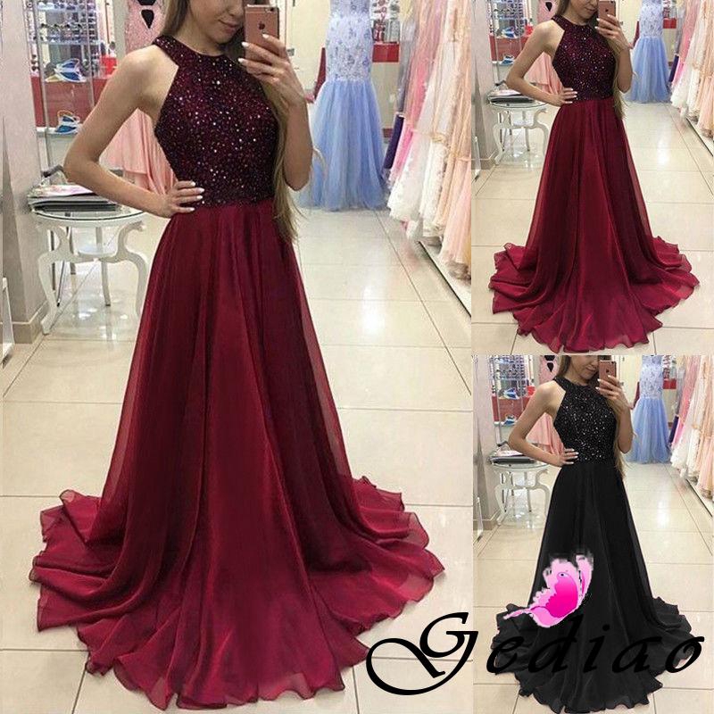 Ged♥Women Long Formal Prom Dress Cocktail Party Ball Gown | Shopee ...