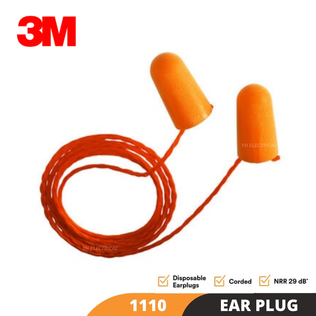 3M 1110 Corded Foam Ear Plugs NRR 29 dB / Penyumbat Telinga Shopee