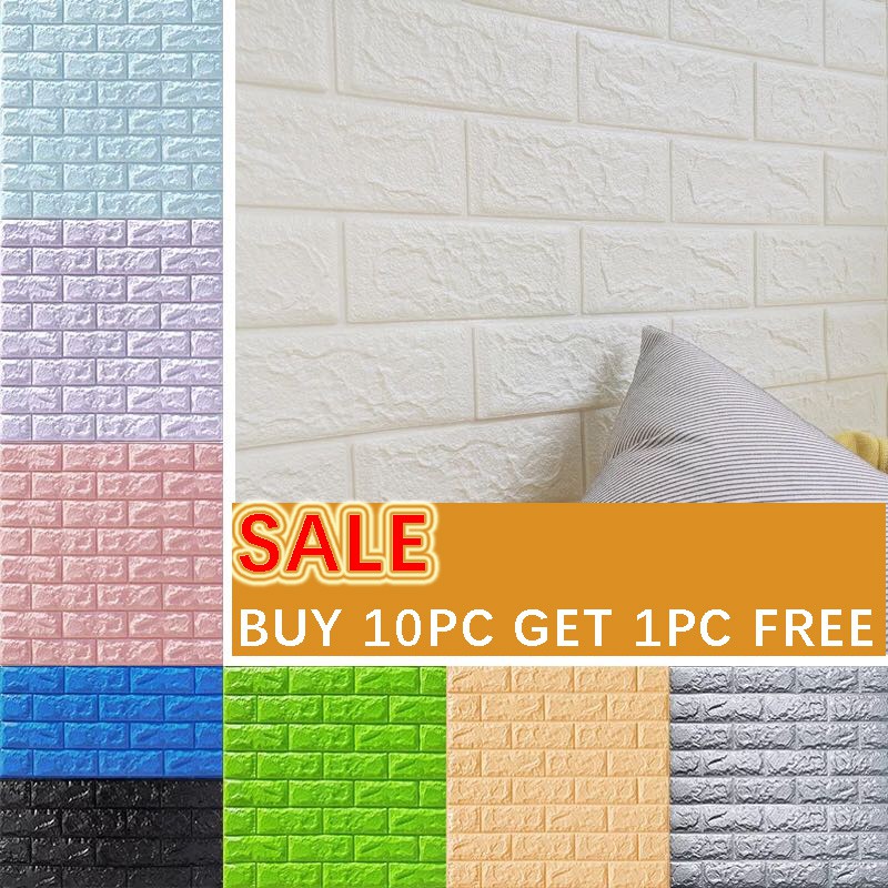 70x77cm 3d Wall Stickers Pe Foam Embossed Brick Stone Wallpaper Waterproof Self Adhesive Wallpaper Big Size Shopee Philippines