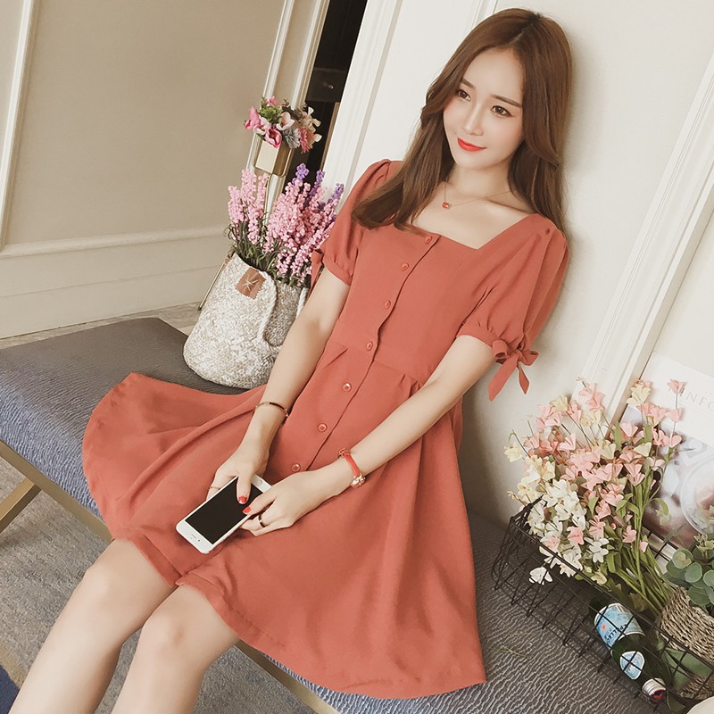 Casual elegant dress design sense Fashion Button dress | Shopee Philippines