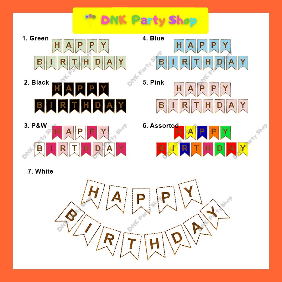 Cutout Flag Hanging Pocket Banner Circle Happy Birthday Gold White Pink ...