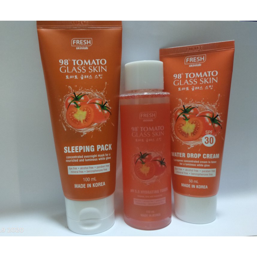 Fresh Tomato Glass Skin Set 1(Toner,Water Drop Cream,Sleeping Pack