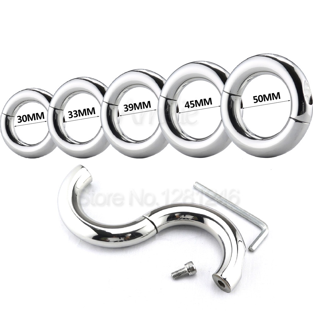 Rn Size Male Metal Penis Ring Stainless Steel Scrotum Bondage Weight Ball Stretcher Cockring