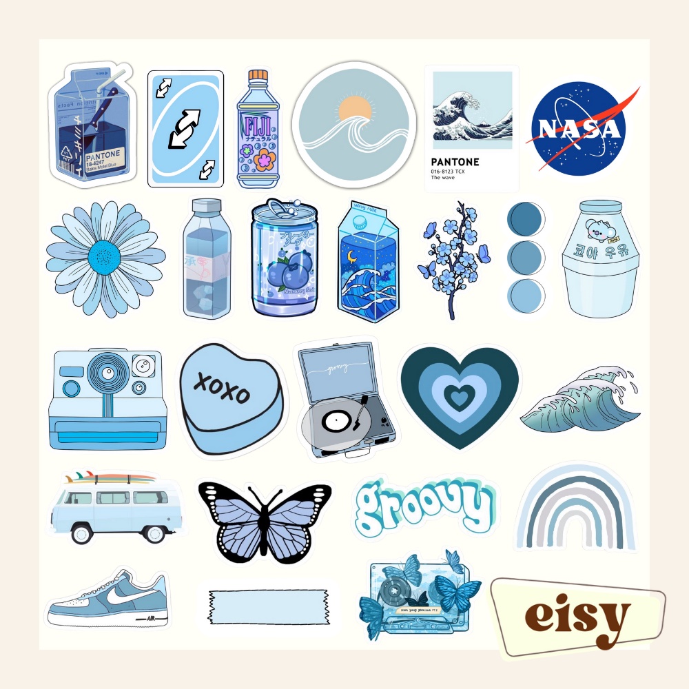 Aesthetic Blue Sticker Pack Sticker By Illhustration