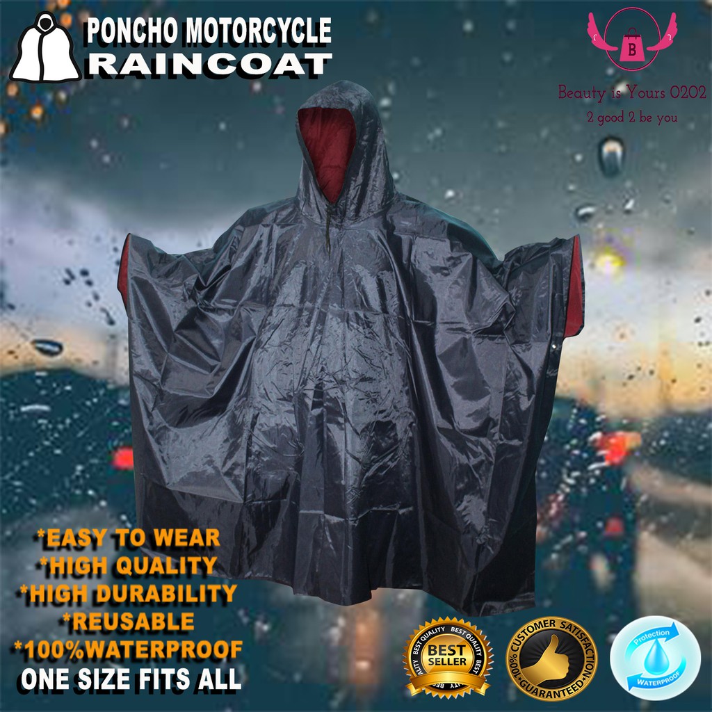 (BLACK) PONCHO KAPOTE MOTORCYCLE RIDER RAINCOAT WITH BAG (MAKAPAL PVC ...