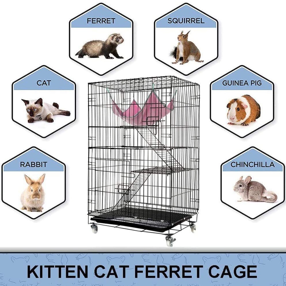 Cat Cage Collapsible 2/ 3 layers Cat Cage With Free Poop Tray Pet Cage Easy Assemble Kitten Cage #2