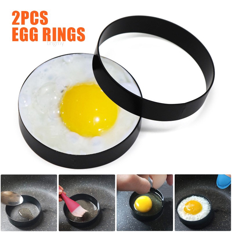 2Pcs Non Stick Metal Egg Rings Frying Perfect Circle Round Fried