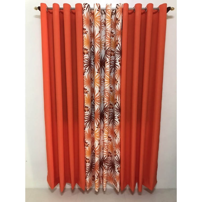 3 In 1 Set Grommet Curtains With 24, Orange Grommet Curtains