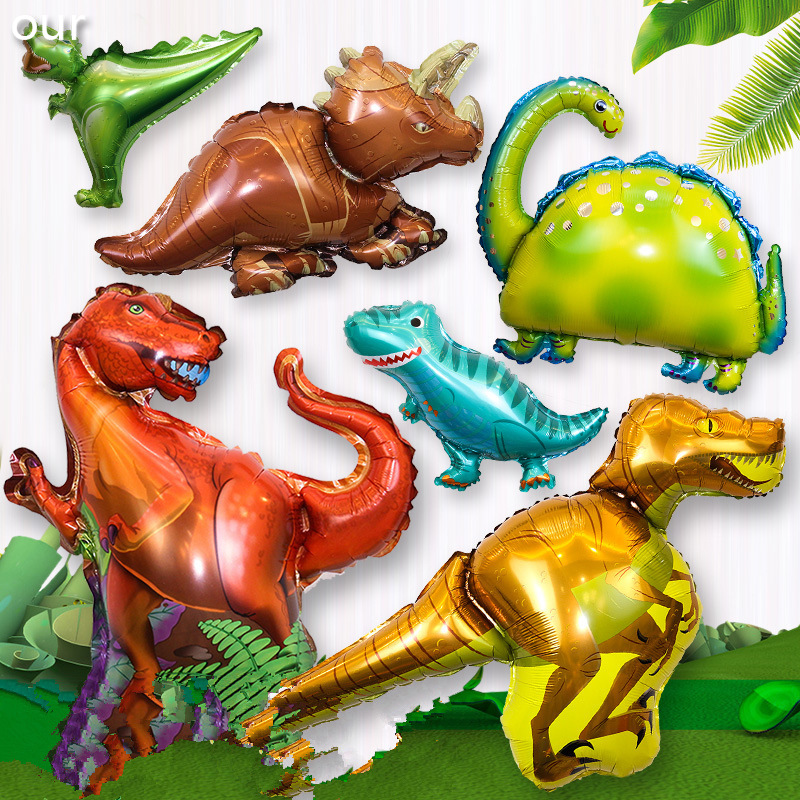 Mini Dinosaur Foil Balloons Birthday Party Bag Toy T-Rex Raptor Triceretops Cute