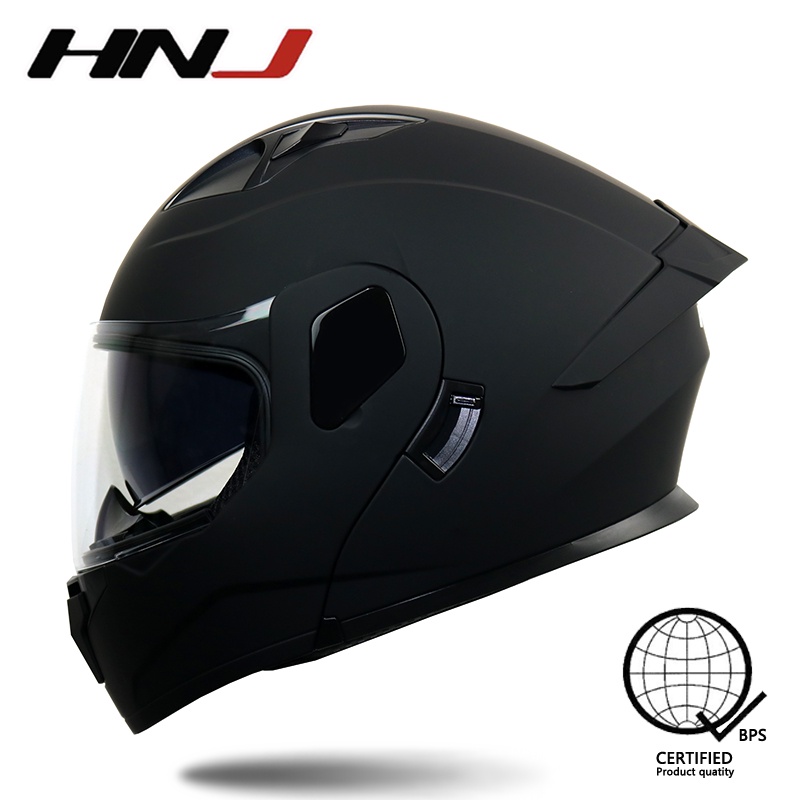 HNJ 937 Plain Modular Helmet Full Face Or Half Unisex Motorcycle