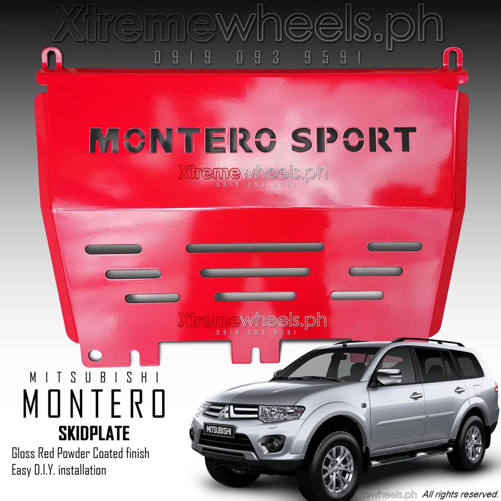 Montero Sport 20082015 Red Skid Plate With Montero sport Logo ( Montero Accessories ) Skidplate