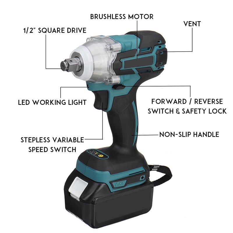 1288VF Impact Wrench Cordless Brushless Wrench Screwdriver Impact Driver Ratche Wrench Drill — view 2